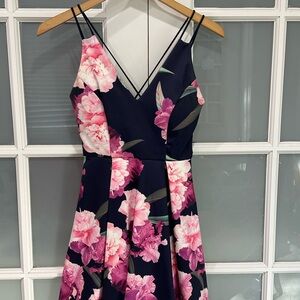 January 7 Floral Mini Dress - Pink and Black